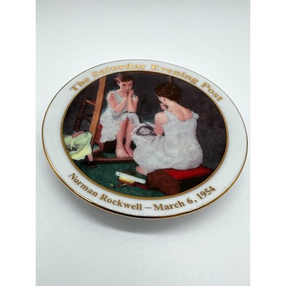 Vintage Norman Rockwell Plate The Saturday Evening Post Girl at the Mirror - Picture 3 of 9
